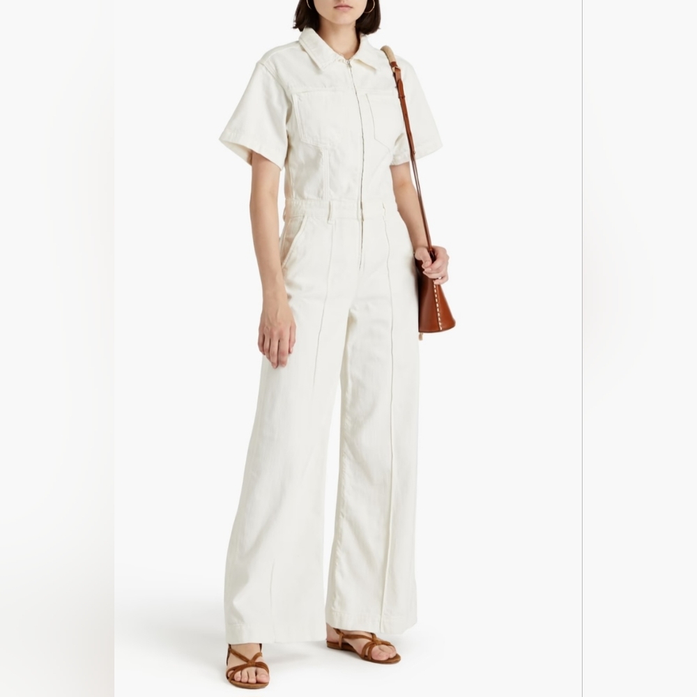 FRAME Wide-Leg Jumpsuit (Sample) Size S in Off-White